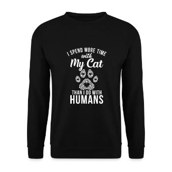Cadeau Propriétaire de chat Cadeau de chat - Sweat-shirt Unisexe - noir - Devant - Alina (178cm) & Michal (187cm)