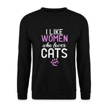 Cadeau Propriétaire de chat Cadeau de chat - Sweat-shirt Unisexe - noir - Devant - Alina (178cm) & Michal (187cm)