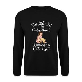 Gift Cat Owner Cat Gift - Unisex Sweatshirt - black - Front - Alina (178cm) & Michal (187cm)