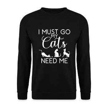 Cadeau Propriétaire de chat Cadeau de chat - Sweat-shirt Unisexe - noir - Devant - Alina (178cm) & Michal (187cm)