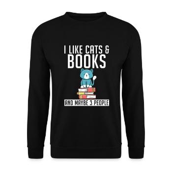 Cadeau Propriétaire de chat Cadeau de chat - Sweat-shirt Unisexe - noir - Devant - Alina (178cm) & Michal (187cm)