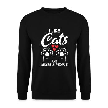 Cadeau Propriétaire de chat Cadeau de chat - Sweat-shirt Unisexe - noir - Devant - Alina (178cm) & Michal (187cm)