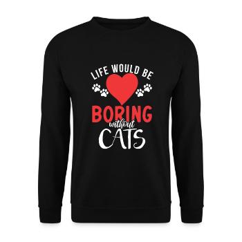 Cadeau Propriétaire de chat Cadeau de chat - Sweat-shirt Unisexe - noir - Devant - Alina (178cm) & Michal (187cm)