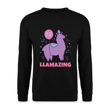 Lama Geschenk Lama Liebhaber Geschenk - Unisex Pullover - Schwarz - Vorne - Alina (178cm) & Michal (187cm)