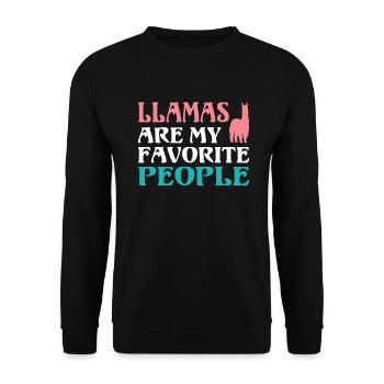 Lama Geschenk Lama Liebhaber Geschenk - Unisex Pullover - Schwarz - Vorne - Alina (178cm) & Michal (187cm)