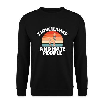 Cadeau Lama Lama Cadeau Amoureux - Sweat-shirt Unisexe - noir - Devant - Alina (178cm) & Michal (187cm)