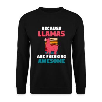 Lama Geschenk Lama Liebhaber Geschenk - Unisex Pullover - Schwarz - Vorne - Alina (178cm) & Michal (187cm)