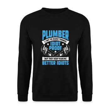 Plombier J’essaie de rendre les choses idiotes à l’épreuve - Sweat-shirt Unisexe - noir - Devant - Alina (178cm) & Michal (187cm)