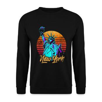 New York Freiheitsstatue - Unisex Pullover - Schwarz - Vorne - Alina (178cm) & Michal (187cm)