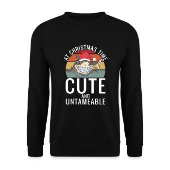 Hai Geschenk Hai Liebhaber - Unisex Pullover - Schwarz - Vorne - Alina (178cm) & Michal (187cm)