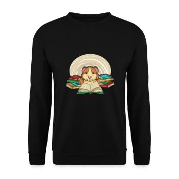 Nouveau cochon d’Inde lisant des livres - Sweat-shirt Unisexe - noir - Devant - Alina (178cm) & Michal (187cm)