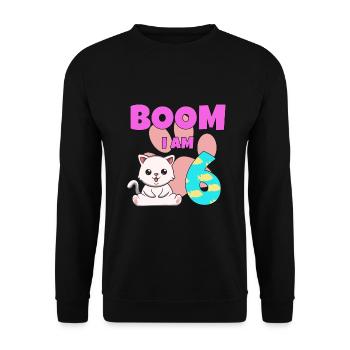 6th birthday cat - Unisex Sweatshirt - black - Front - Alina (178cm) & Michal (187cm)