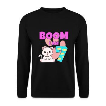 7th birthday cat - Unisex Sweatshirt - black - Front - Alina (178cm) & Michal (187cm)