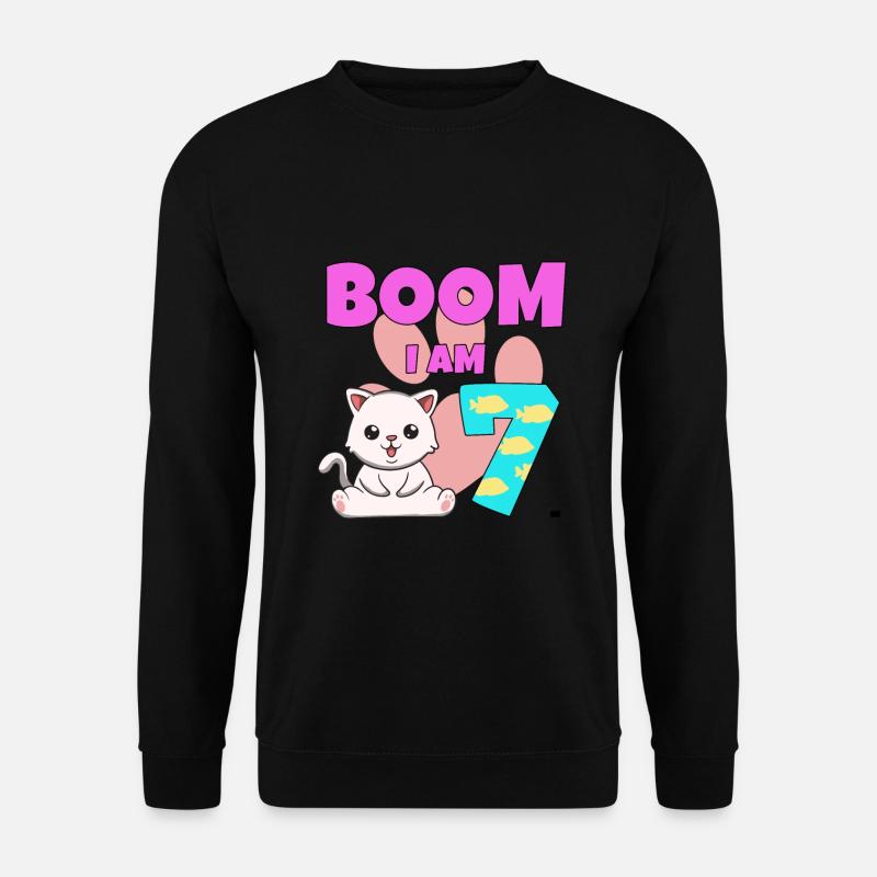 7th birthday cat - Unisex Sweatshirt - black