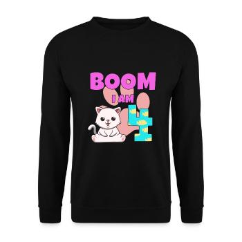 4th birthday cat - Unisex Sweatshirt - black - Front - Alina (178cm) & Michal (187cm)
