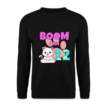 12th birthday cat - Unisex Sweatshirt - black - Front - Alina (178cm) & Michal (187cm)