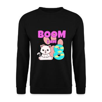 8th birthday cat - Unisex Sweatshirt - black - Front - Alina (178cm) & Michal (187cm)