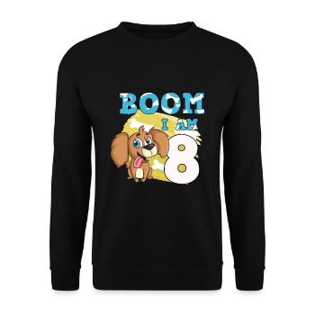 8. Geburtstag Hund - Unisex Pullover - Schwarz - Vorne - Alina (178cm) & Michal (187cm)