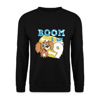 9th birthday dog - Unisex Sweatshirt - black - Front - Alina (178cm) & Michal (187cm)