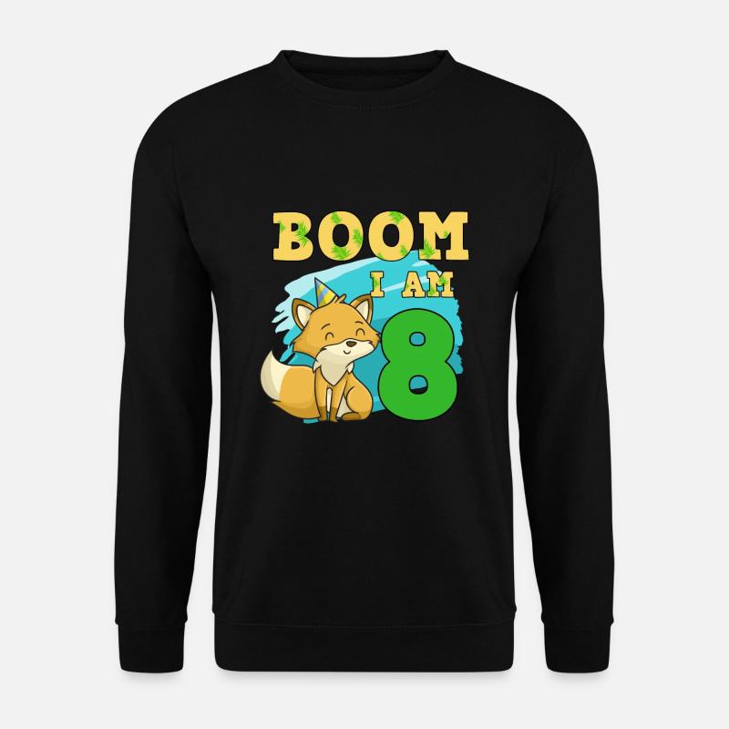 8th birthday fox - Unisex Sweatshirt - black