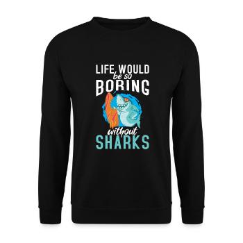 Hai Geschenk Hai Liebhaber - Unisex Pullover - Schwarz - Vorne - Alina (178cm) & Michal (187cm)