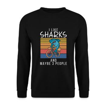 Hai Geschenk Hai Liebhaber - Unisex Pullover - Schwarz - Vorne - Alina (178cm) & Michal (187cm)