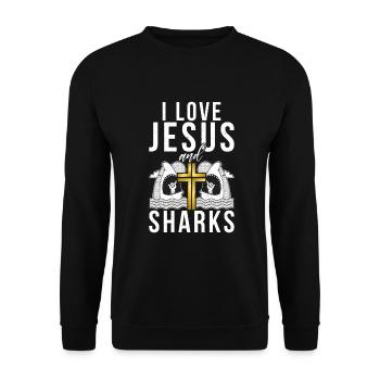 Hai Geschenk Hai Liebhaber - Unisex Pullover - Schwarz - Vorne - Alina (178cm) & Michal (187cm)