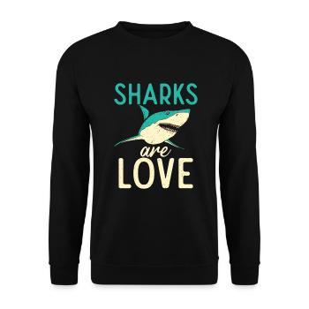 Shark Gift Shark Lover - Unisex Sweatshirt - black - Front - Alina (178cm) & Michal (187cm)