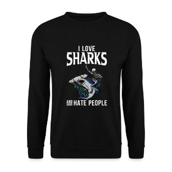 Shark Gift Shark Lover - Unisex Sweatshirt - black - Front - Alina (178cm) & Michal (187cm)