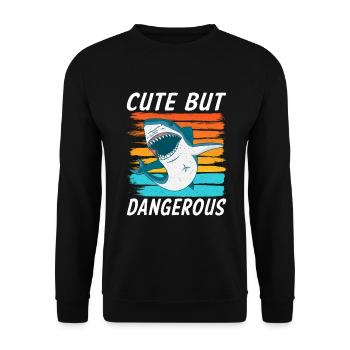Hai Geschenk Hai Liebhaber - Unisex Pullover - Schwarz - Vorne - Alina (178cm) & Michal (187cm)