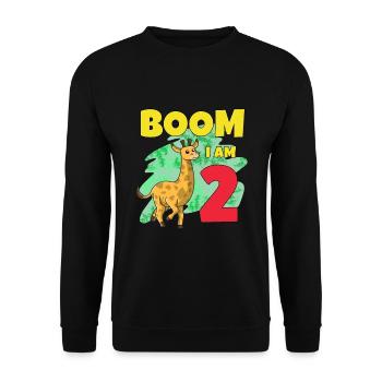 2nd birthday giraffe - Unisex Sweatshirt - black - Front - Alina (178cm) & Michal (187cm)