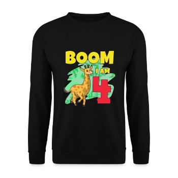 4th birthday giraffe - Unisex Sweatshirt - black - Front - Alina (178cm) & Michal (187cm)