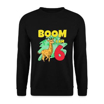 6th birthday giraffe - Unisex Sweatshirt - black - Front - Alina (178cm) & Michal (187cm)