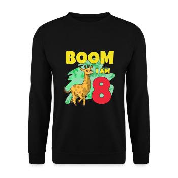 8th birthday giraffe - Unisex Sweatshirt - black - Front - Alina (178cm) & Michal (187cm)