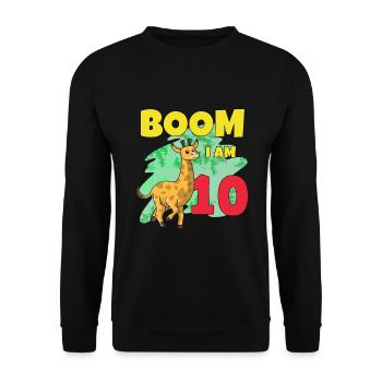 10th birthday giraffe - Unisex Sweatshirt - black - Front - Alina (178cm) & Michal (187cm)