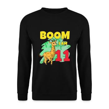 11th birthday giraffe - Unisex Sweatshirt - black - Front - Alina (178cm) & Michal (187cm)