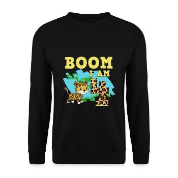 4th birthday Jaguar - Unisex Sweatshirt - black - Front - Alina (178cm) & Michal (187cm)