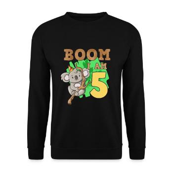 5. Geburtstag Koala - Unisex Pullover - Schwarz - Vorne - Alina (178cm) & Michal (187cm)