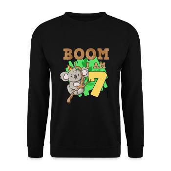 7ème anniversaire Koala - Sweat-shirt Unisexe - noir - Devant - Alina (178cm) & Michal (187cm)