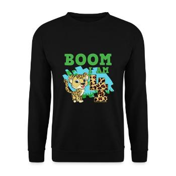 4th birthday leopard - Unisex Sweatshirt - black - Front - Alina (178cm) & Michal (187cm)