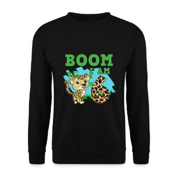 6th birthday leopard - Unisex Sweatshirt - black - Front - Alina (178cm) & Michal (187cm)