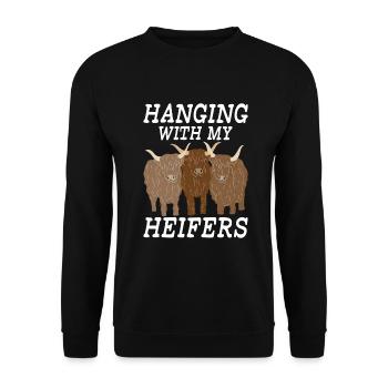Cow Gift Cow Lover Farmer Gift - Unisex Sweatshirt - black - Front - Alina (178cm) & Michal (187cm)