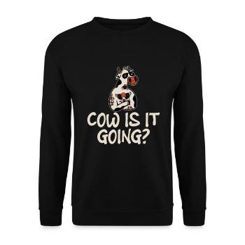 Kuh Geschenk Kuhliebhaber Bauern Geschenk - Unisex Pullover - Schwarz - Vorne - Alina (178cm) & Michal (187cm)