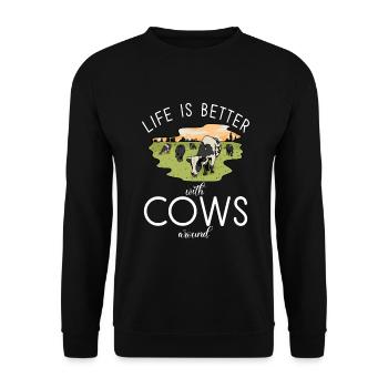 Cow Gift Cow Lover Farmer Gift - Sweat-shirt Unisexe - noir - Devant - Alina (178cm) & Michal (187cm)