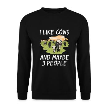 Kuh Geschenk Kuhliebhaber Bauern Geschenk - Unisex Pullover - Schwarz - Vorne - Alina (178cm) & Michal (187cm)