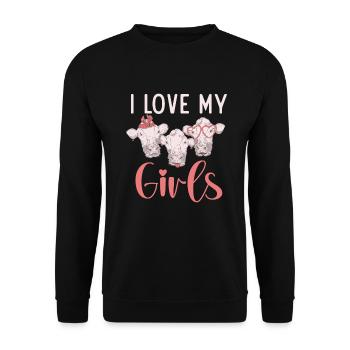 Kuh Geschenk Kuhliebhaber Bauern Geschenk - Unisex Pullover - Schwarz - Vorne - Alina (178cm) & Michal (187cm)