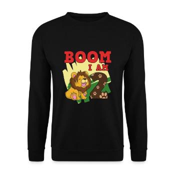 2. Geburtstag - Unisex Pullover - Schwarz - Vorne - Alina (178cm) & Michal (187cm)