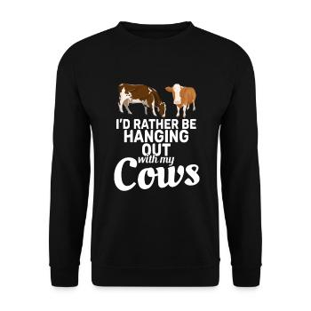 Cow Gift Cow Lover Farmer Gift - Unisex Sweatshirt - black - Front - Alina (178cm) & Michal (187cm)