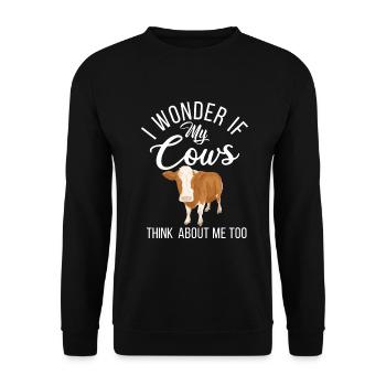 Cow Gift Cow Lover Farmer Gift - Sweat-shirt Unisexe - noir - Devant - Alina (178cm) & Michal (187cm)