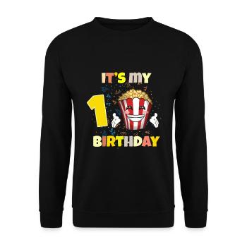 Es ist mein 1. Geburtstag - Unisex Pullover - Schwarz - Vorne - Alina (178cm) & Michal (187cm)